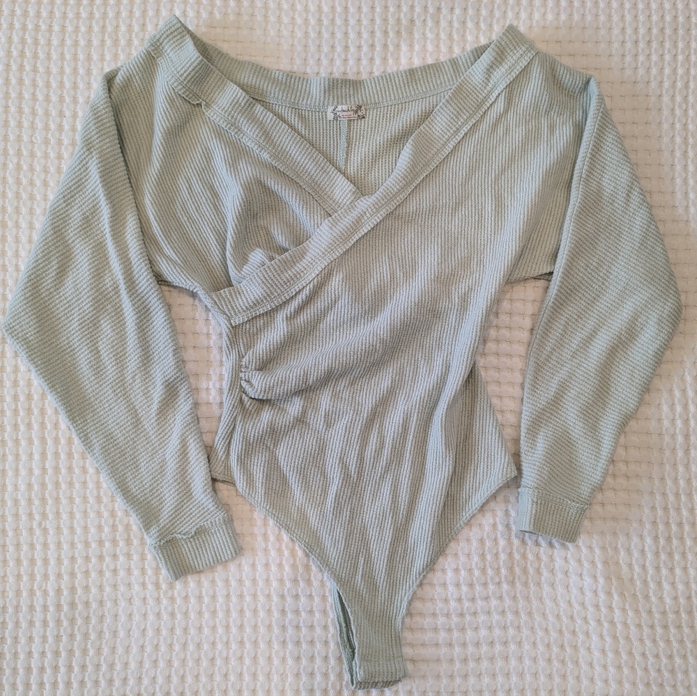 Intimately Free People Loving This Feeling Mint Green Thermal Bodysuit Sz M NWOT
